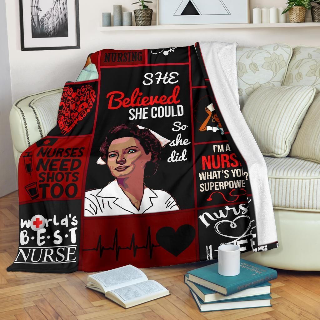 Nurse Sherpa Fleece Blanket