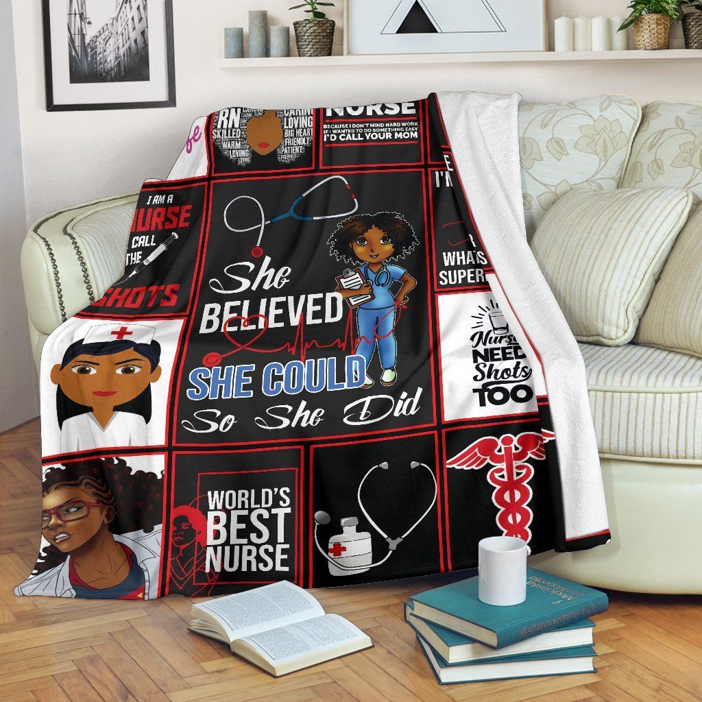 Nurse Sherpa Fleece Blanket