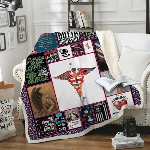 Nurse Sherpa Fleece Blanket