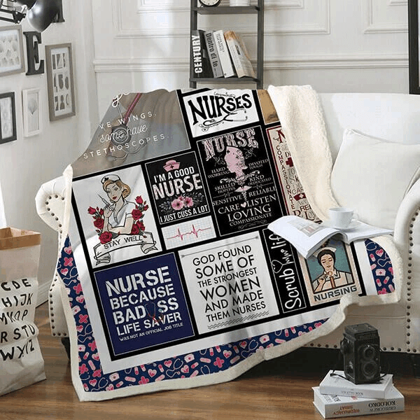 Nurse Sherpa Fleece Blanket
