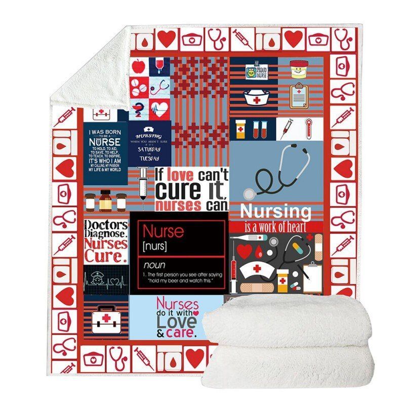 Nurse Sherpa Fleece Blanket