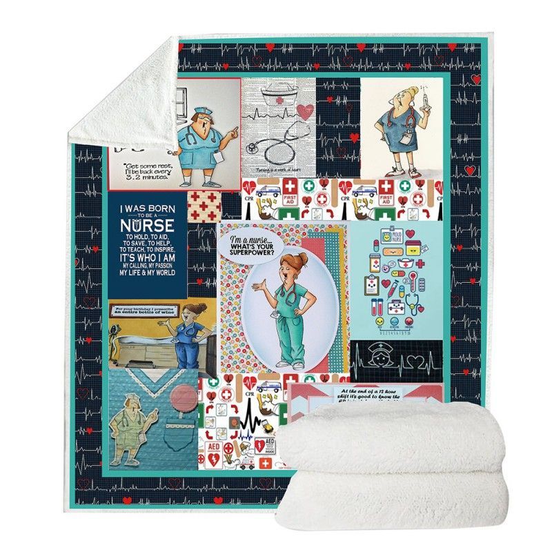 Nurse Sherpa Fleece Blanket