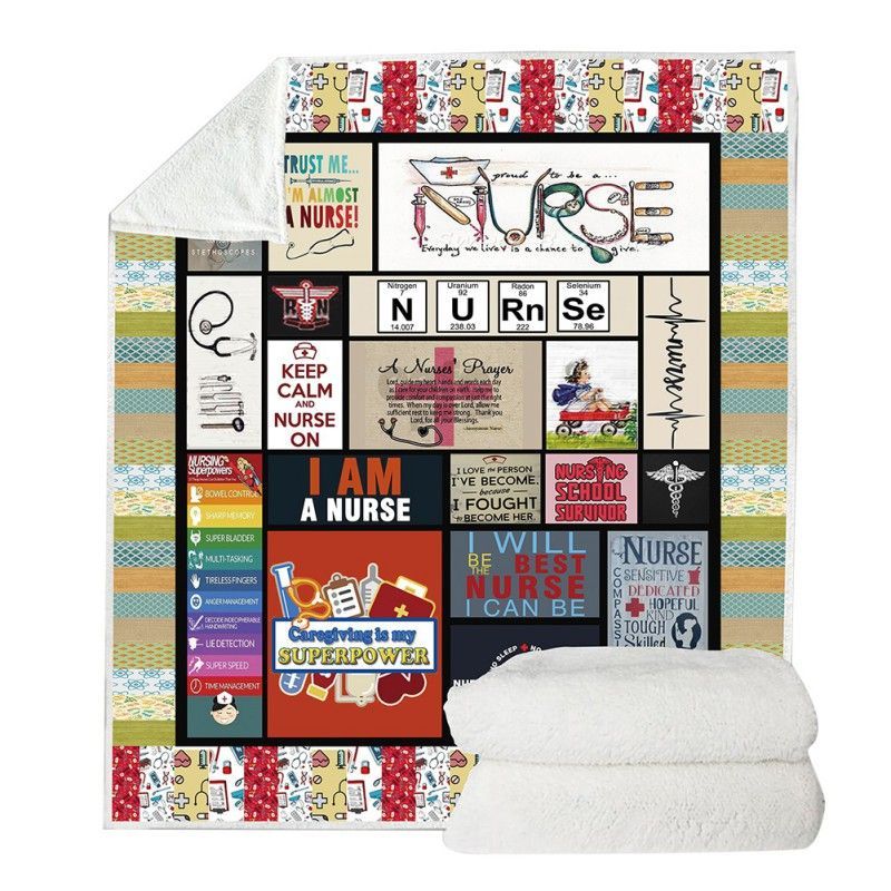 Nurse Sherpa Fleece Blanket