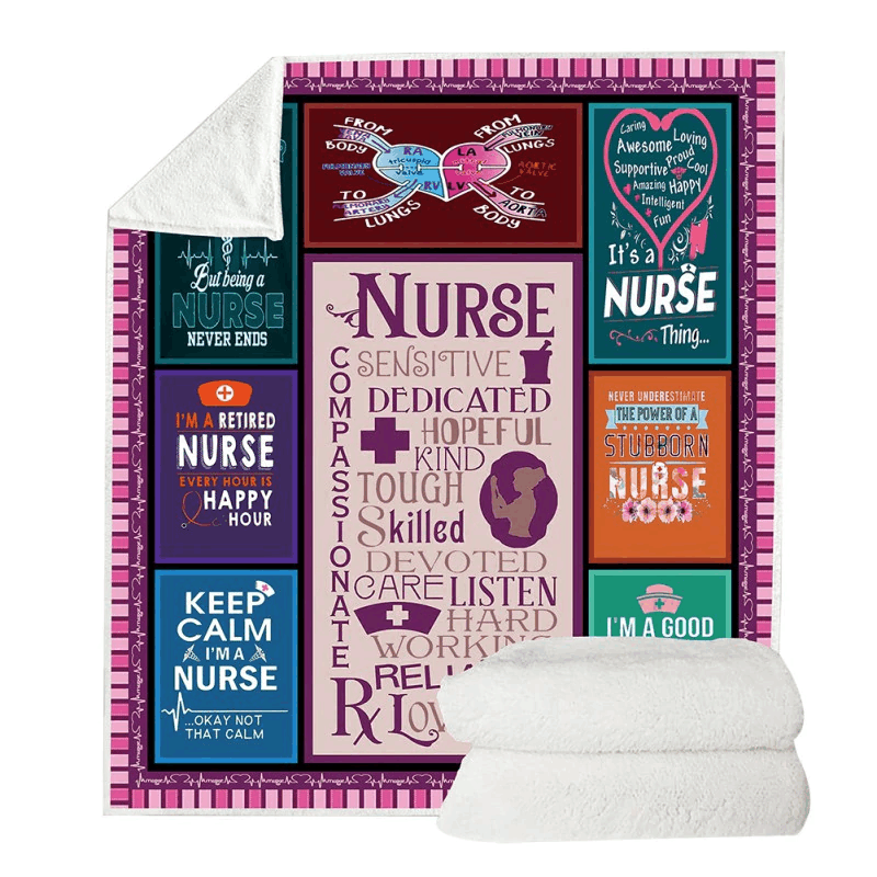 Nurse Sherpa Fleece Blanket