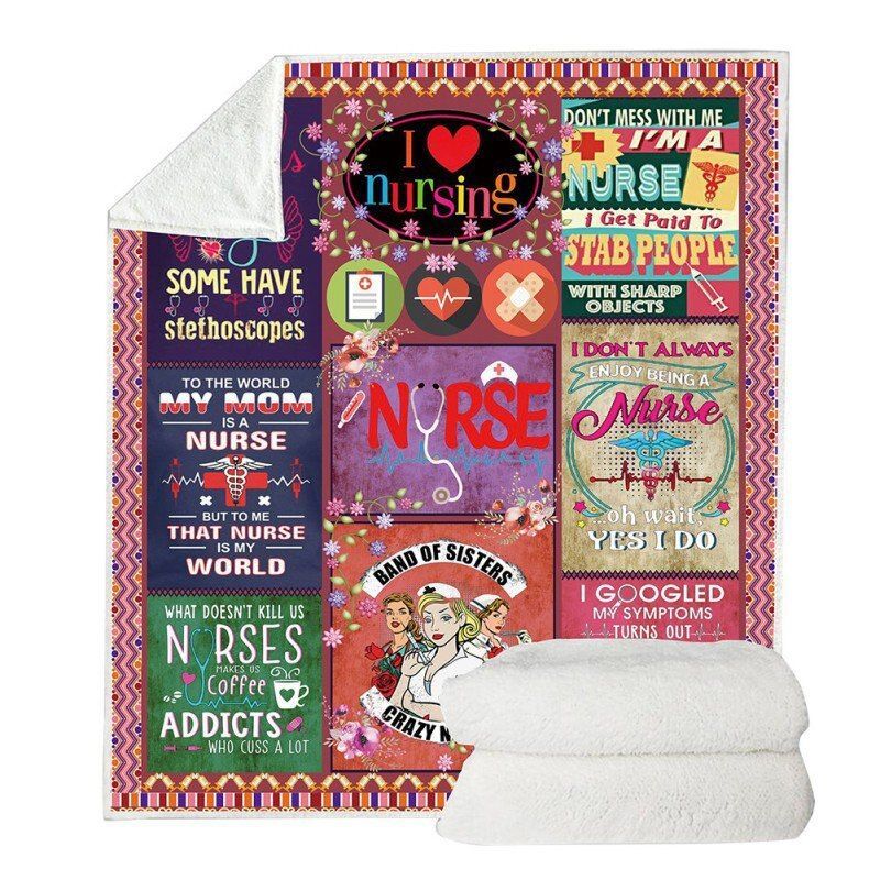 Nurse Sherpa Fleece Blanket