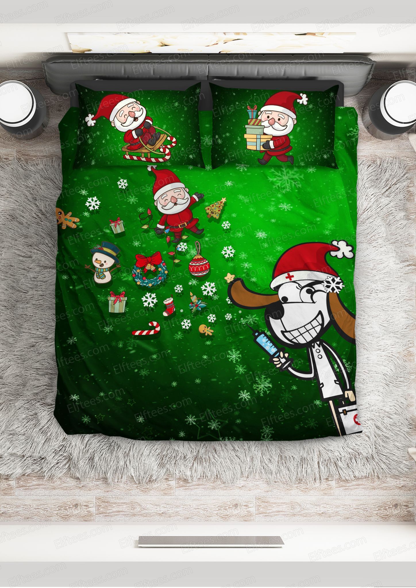 Nurse Dog Christmas Bedding Set