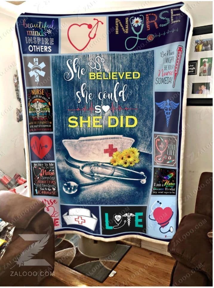 Nurse Sherpa Fleece Blanket