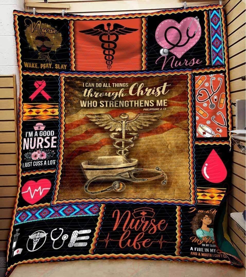 Nurse I Can Do All Things Through Christ Sherpa Fleece Blanket
