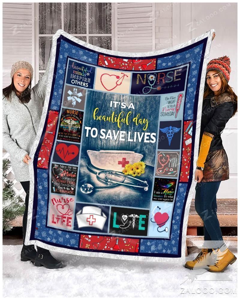 Nurse Its A Beautiful Day To Save Lives Sherpa Fleece Blanket