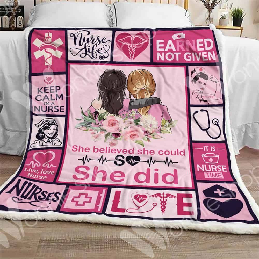 Nurse Keep Calm I Am A Nurse Sherpa Fleece Blanket