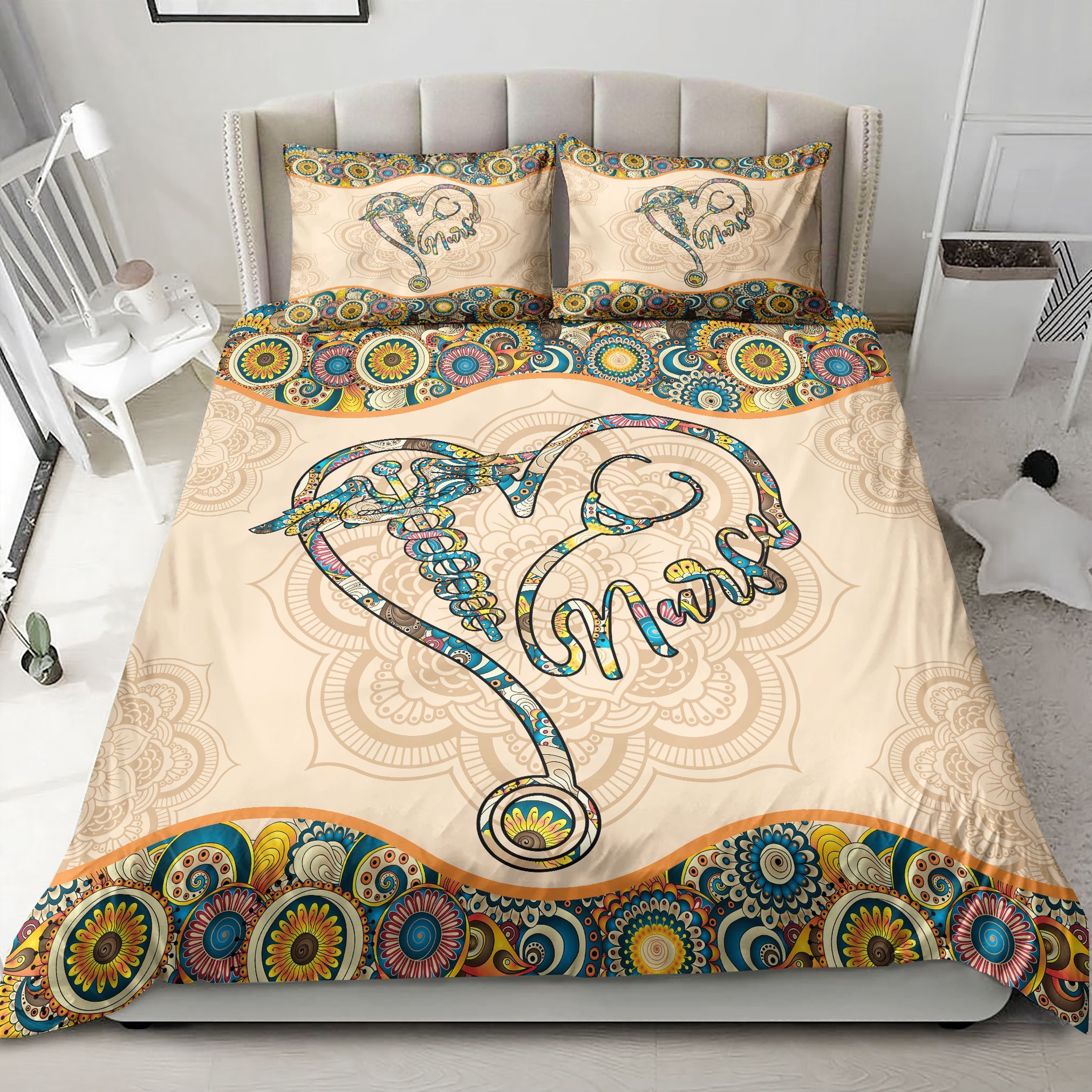 Nurse Mandala Flower Bedding Set