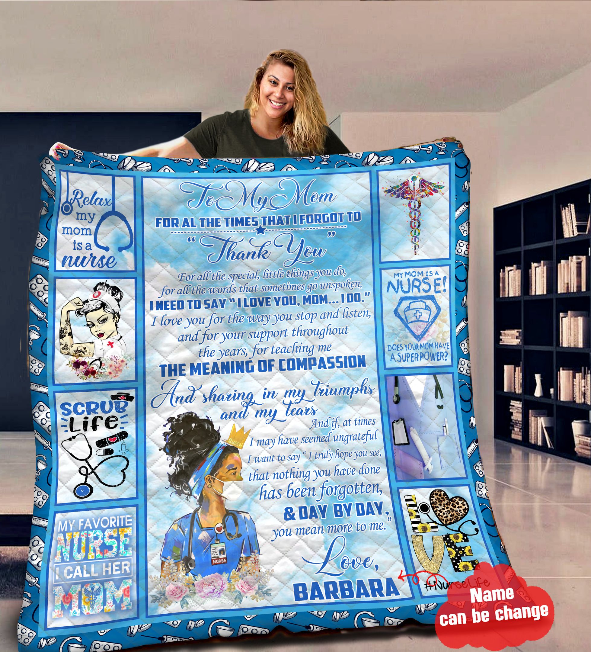 Nurse Mom Personalized HHH191105NA Quilt Blanket