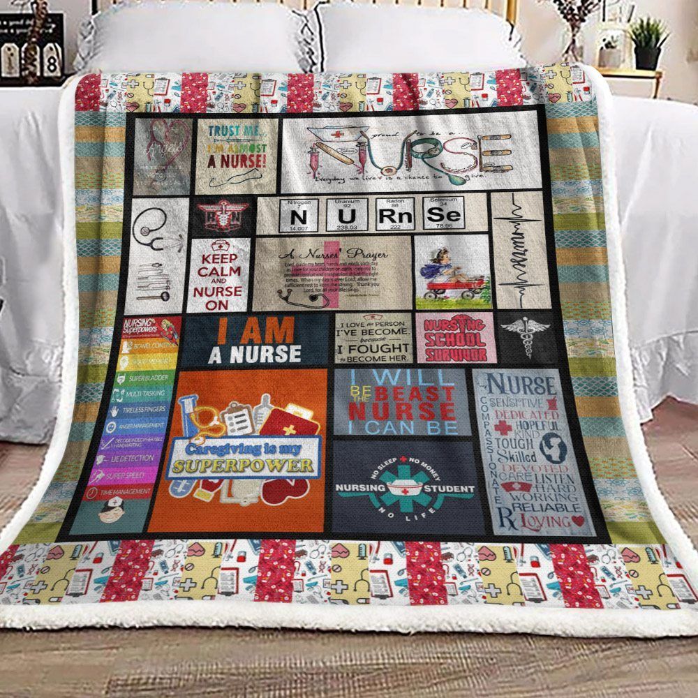Nurse Sherpa Fleece Blanket