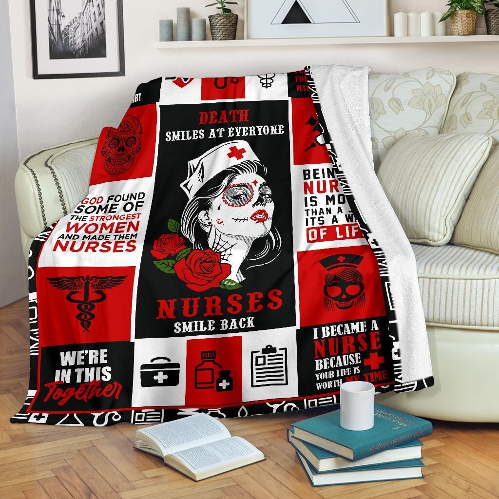 Nurse On Duty Skull Inspired Fleece Blanket Fleece Blanket