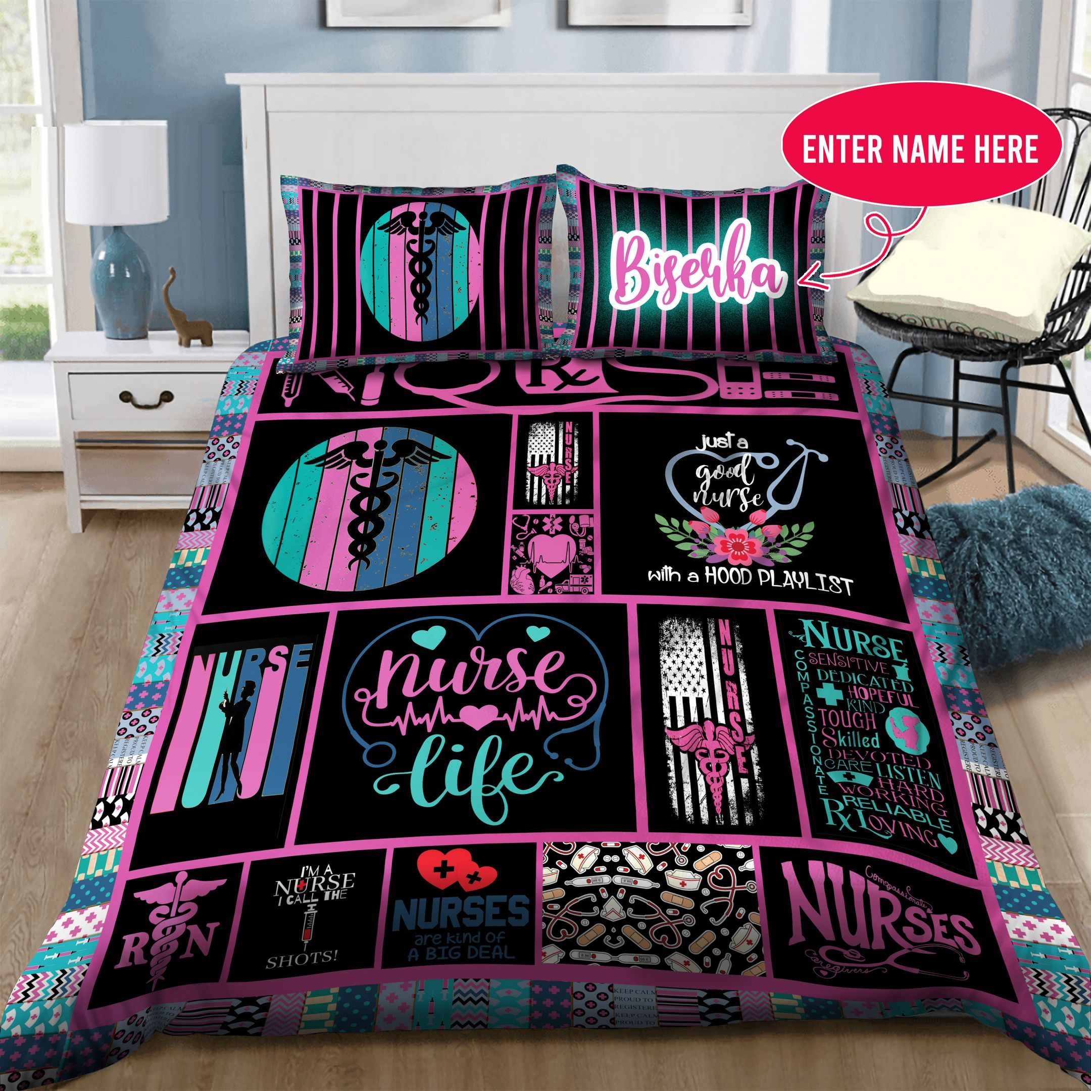 Nurse Personalized  Bedding Set