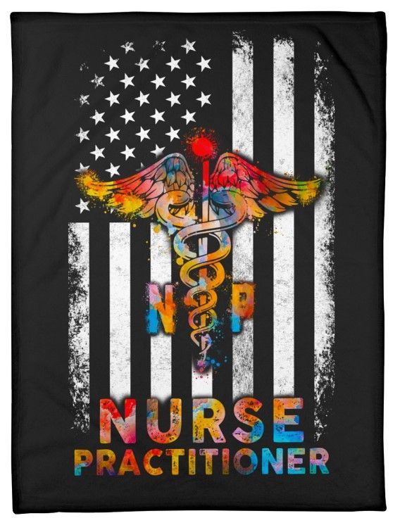 Nurse Practitioner Usa Flag Sherpa Fleece Blanket