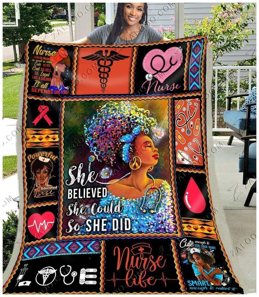 Nurse She Believed She Could So She Did Sherpa Fleece Blanket
