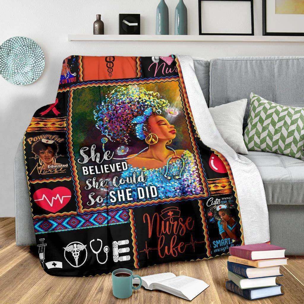 Nurse – She Believed She Could So She Did Fleece Blanket