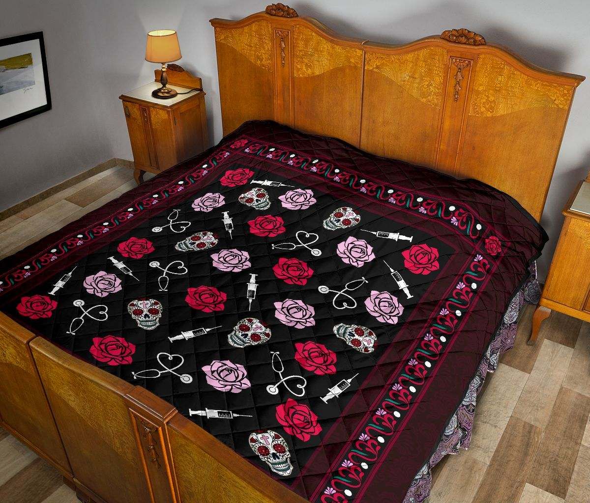 Nurse – Sugar Skull & Rose Premium Quilt DHC281111605DD