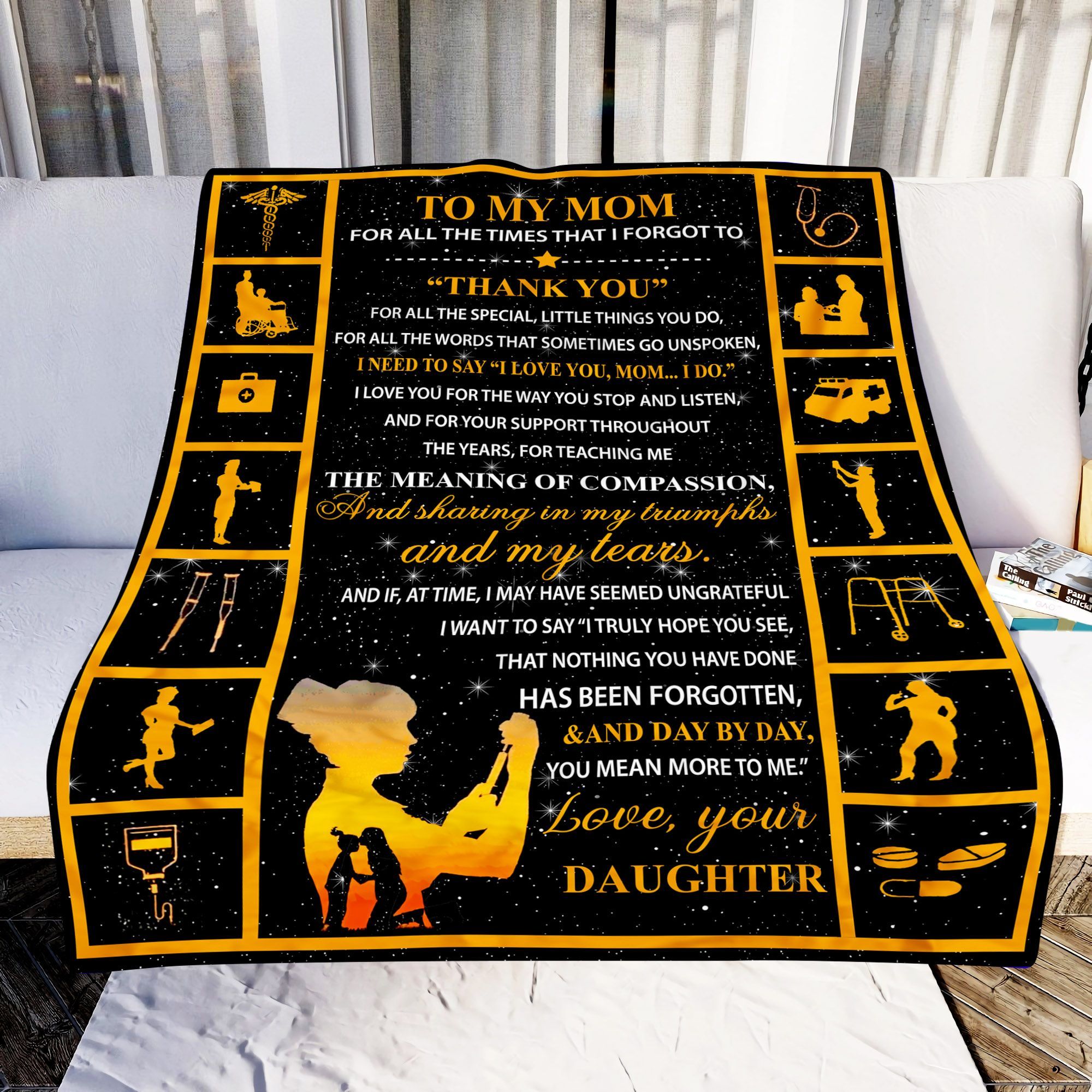 Nurse To My Mom Love Your Daughter Sherpa Fleece Blanket