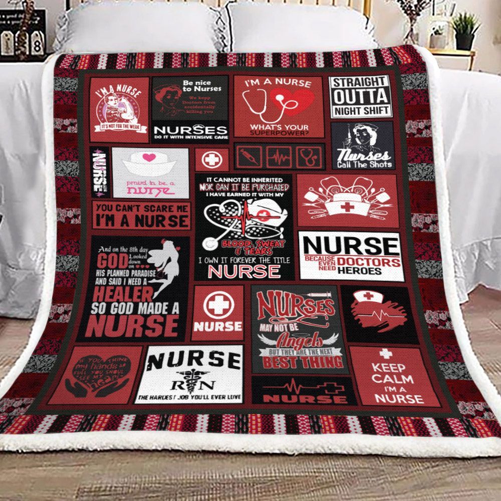 Nurse Sherpa Fleece Blanket