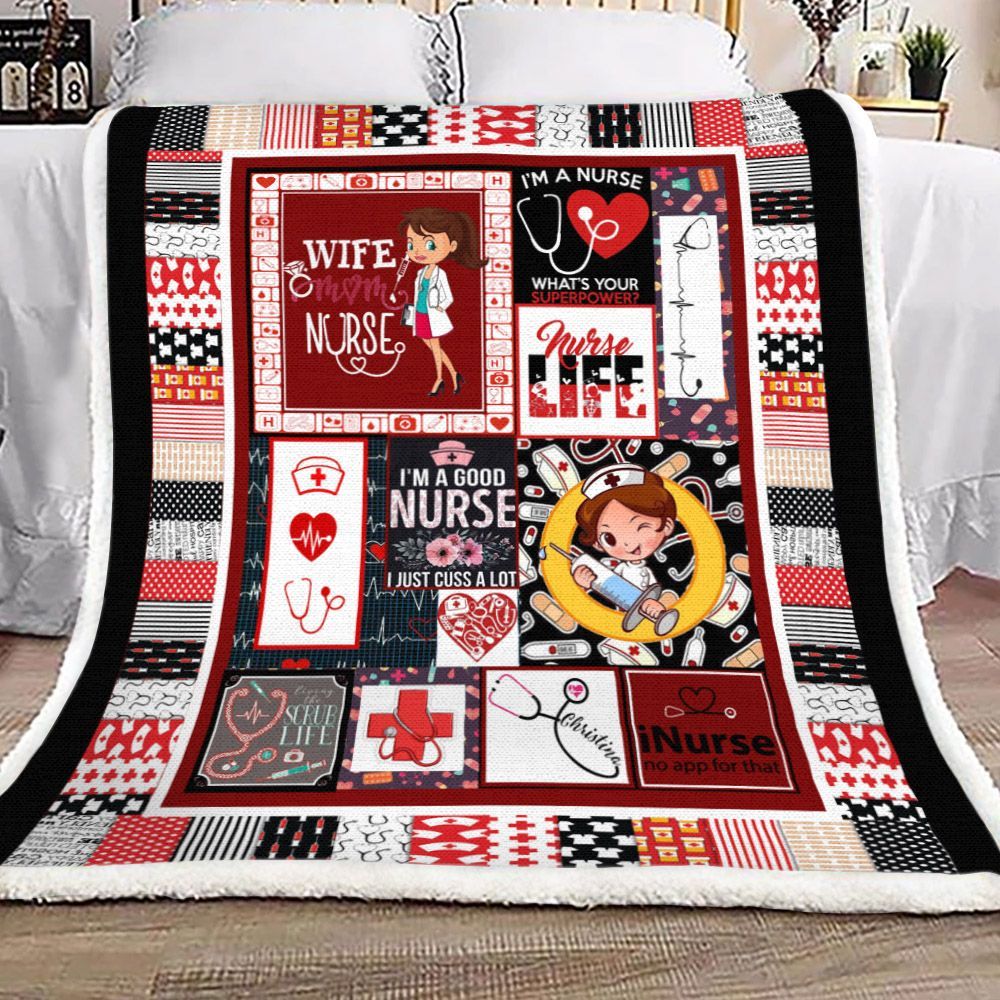 Nurse Sherpa Fleece Blanket