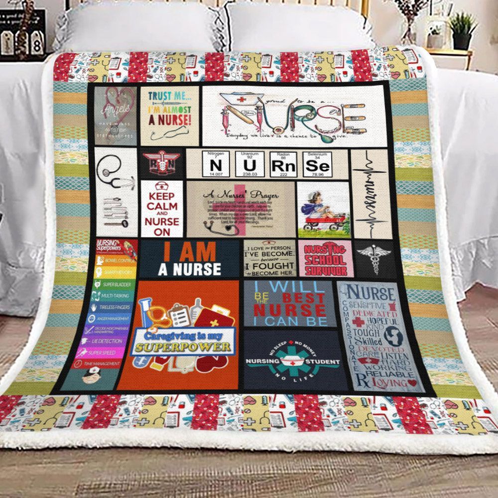Nurse Sherpa Fleece Blanket