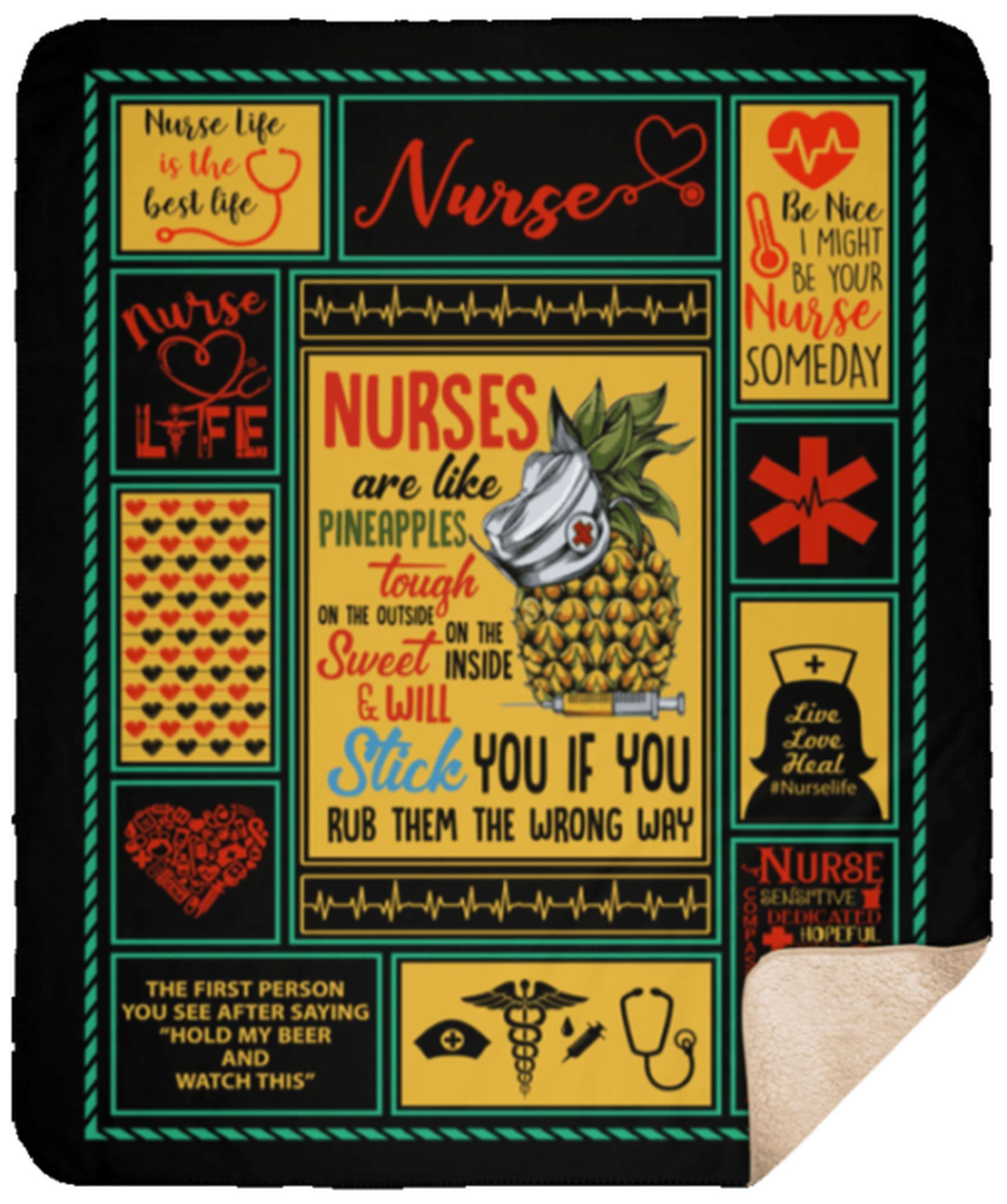 Nurses Are Like Pineapples Sherpa Fleece Blanket