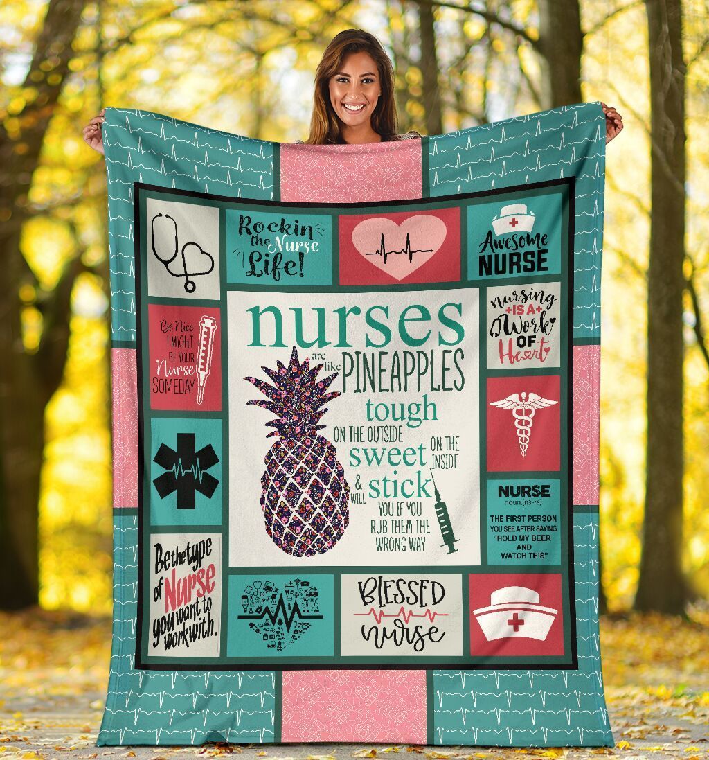 Nurses Pineapple Sherpa Fleece Blanket