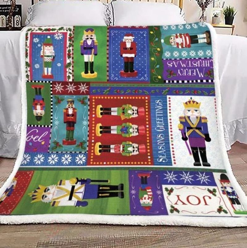 Nutcracker Merry Christmas Sherpa Fleece Blanket