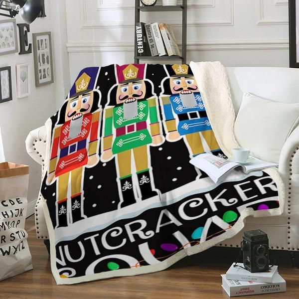 Nutcracker Squad Christmas Sherpa Fleece Blanket