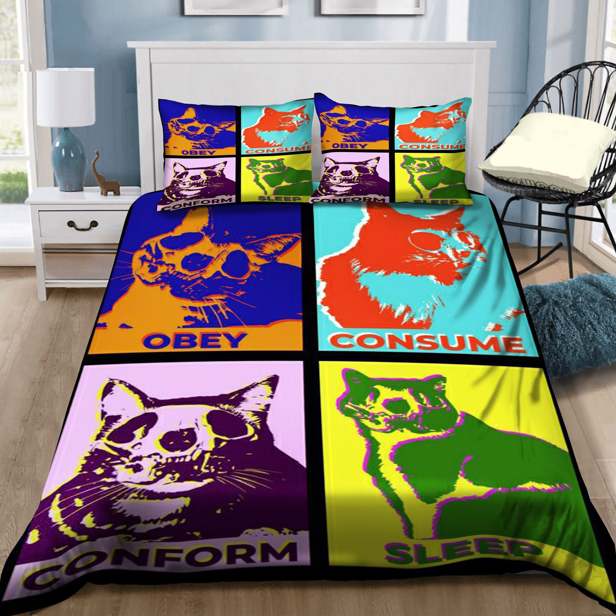 Obey Consume Conform Sleep Cat Bedding Set