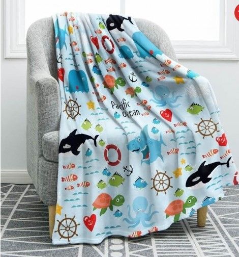 Ocean Animals Sherpa Fleece Blanket