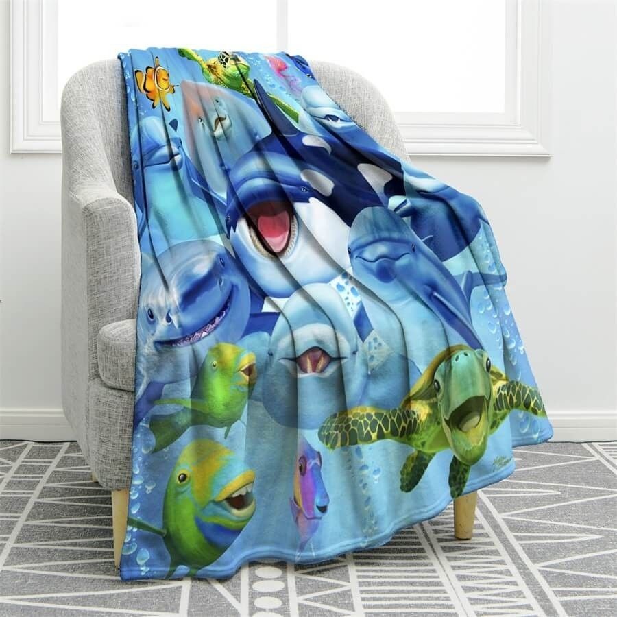 Ocean Animals Sherpa Fleece Blanket