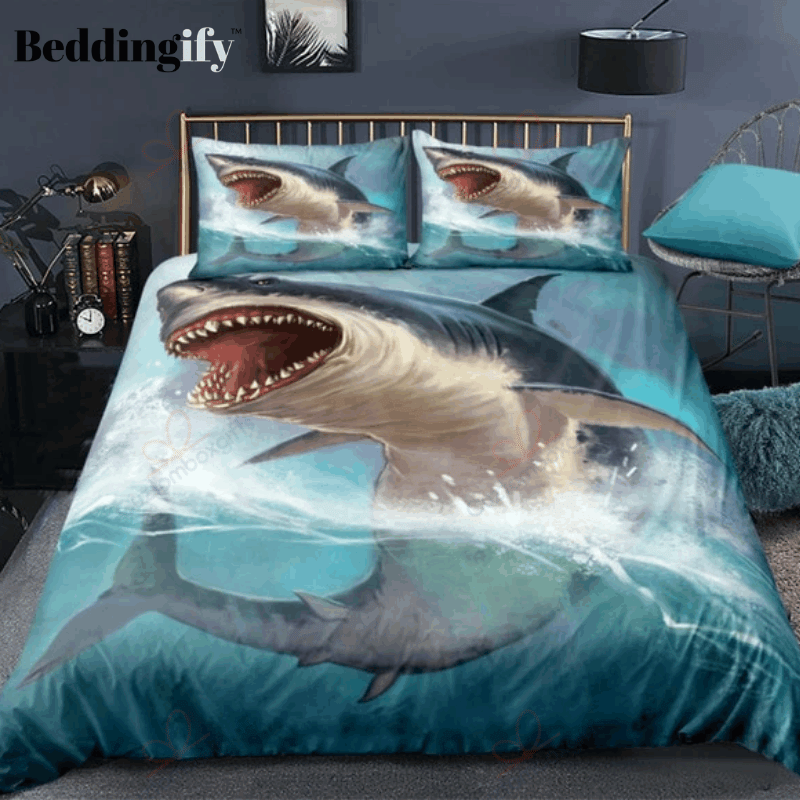 Ocean Blue Shark Bedding Set
