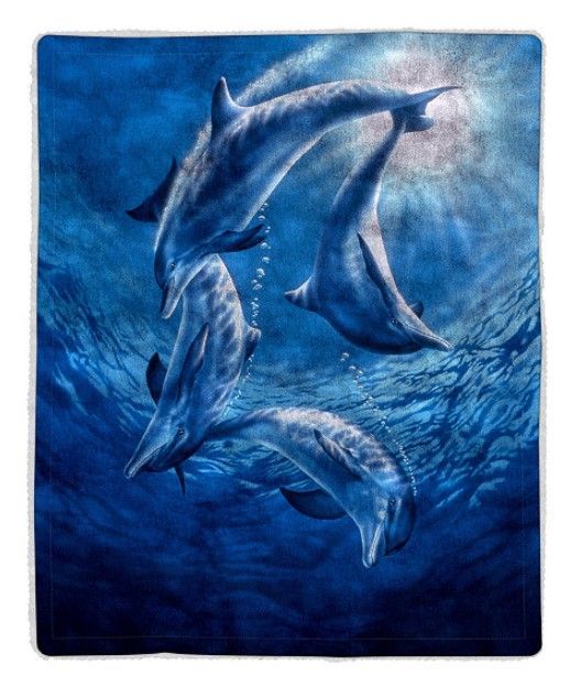 Ocean Dolphin Sherpa Fleece Blanket