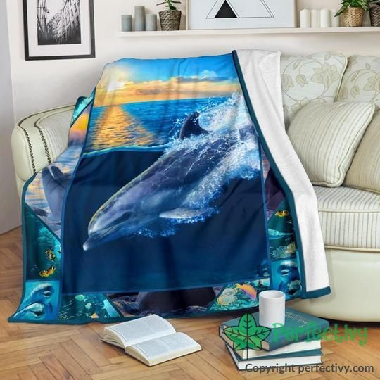 Ocean Dolphin Sherpa Fleece Blanket