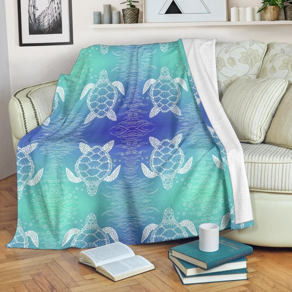 Ocean Life Sea Turtle Draw Fleece Blanket