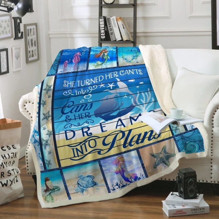 Ocean Mermaid Sherpa Fleece Blanket
