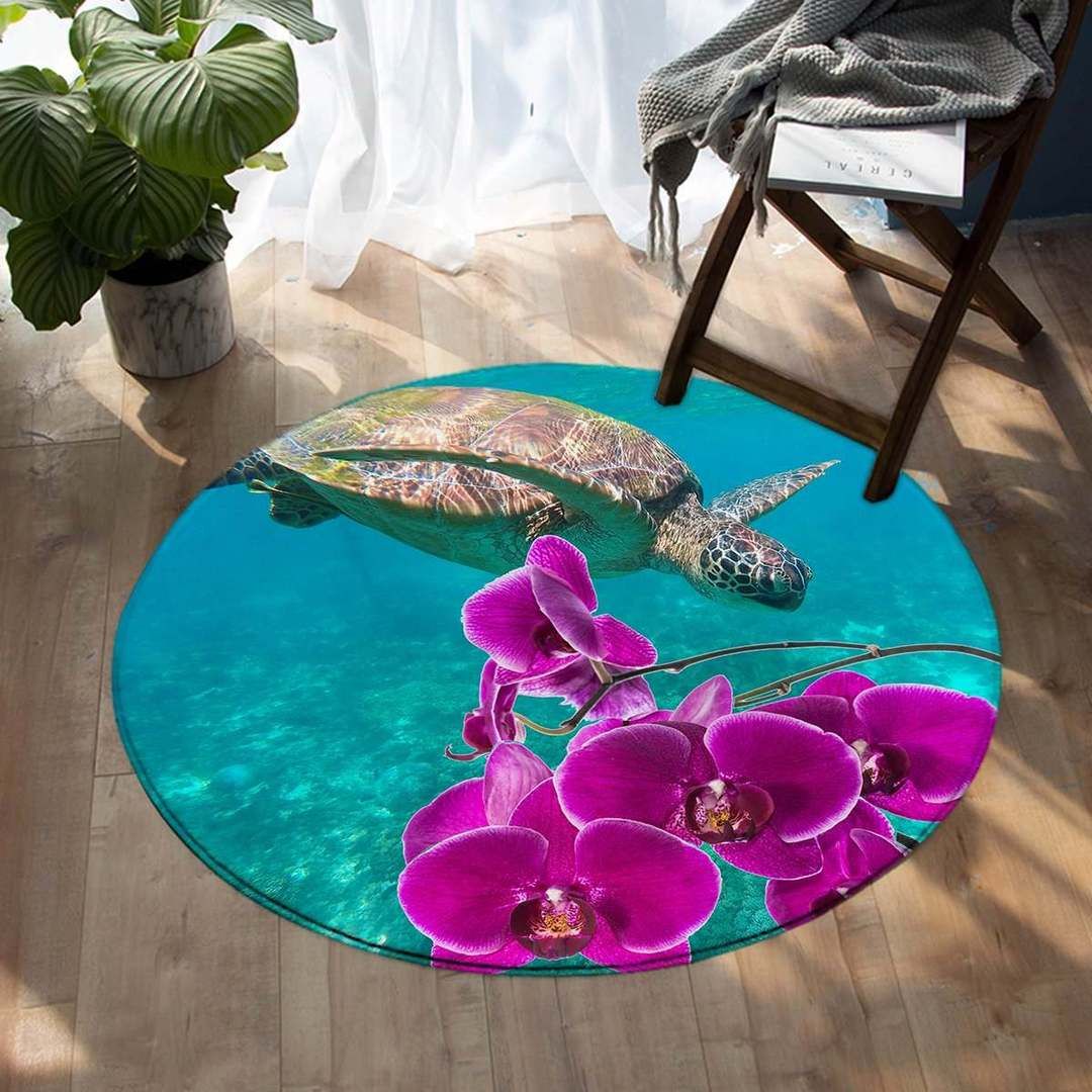 Ocean Orchids Round Carpet