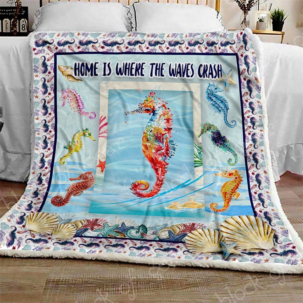 Ocean Seahorse Sherpa Fleece Blanket