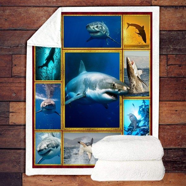 Ocean Shark Sherpa Fleece Blanket