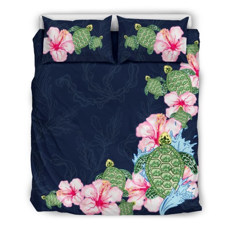 Ocean Turtle Flora Art Bedding Set