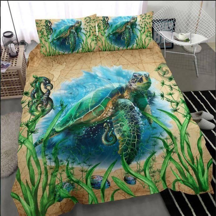 Oceanic Animals Sea Turtle Deep Sea  Bedding Set