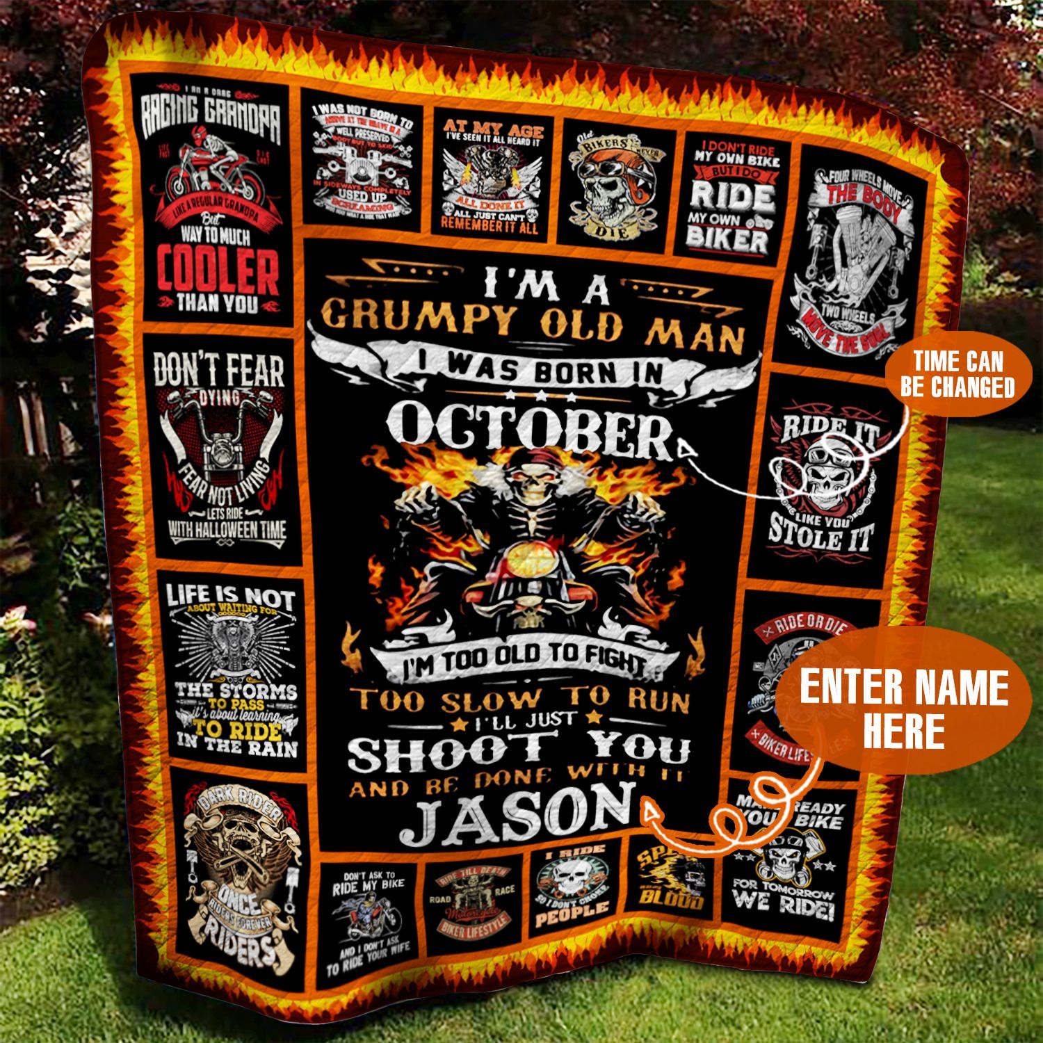 October Biker Personalized Quilt Blanket BBB030631SM