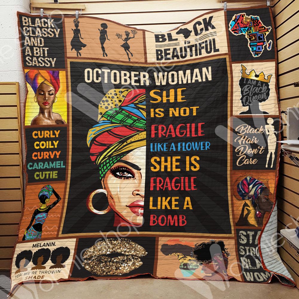 October Black Women Quilt Blanket DHC06021107TD