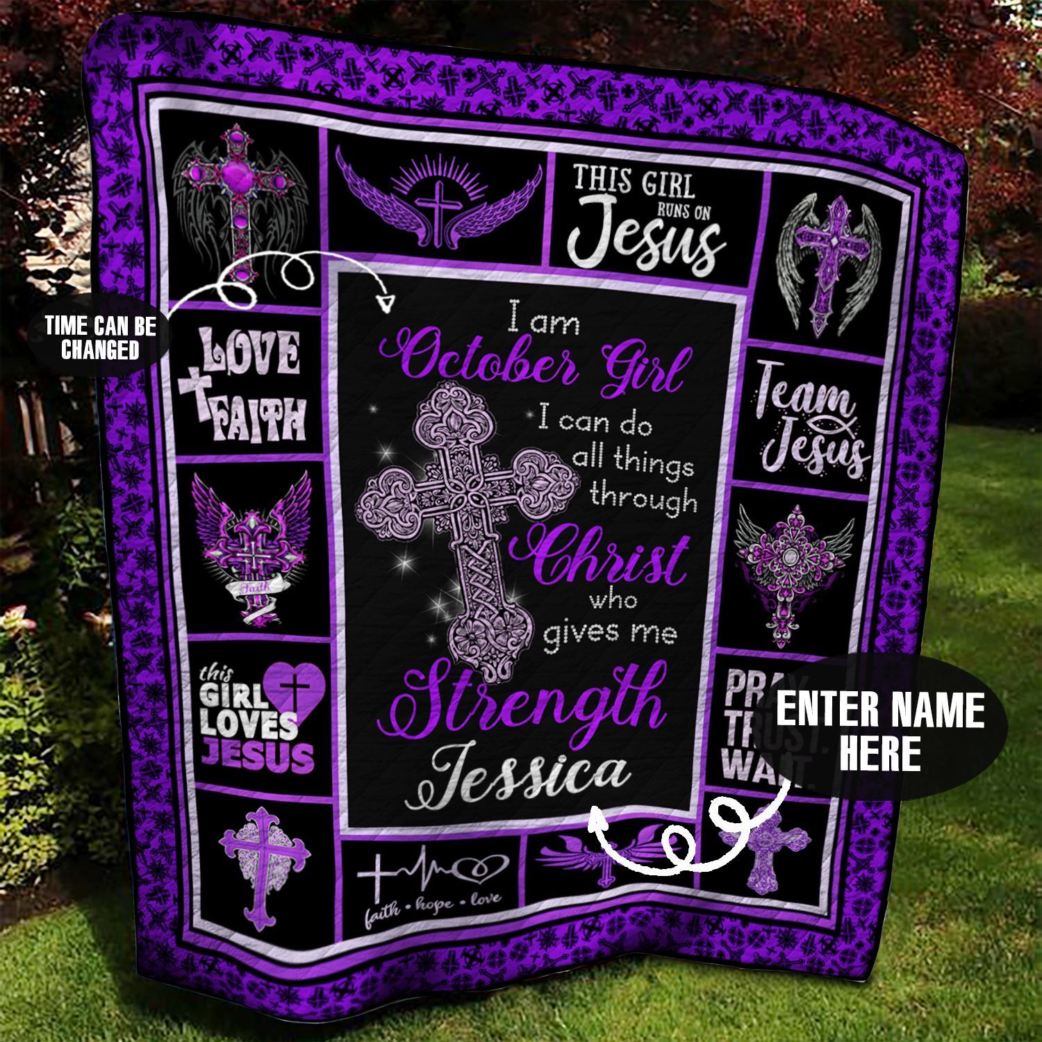 October Christ Girl Personalized Quilt Blanket BBB020649HT