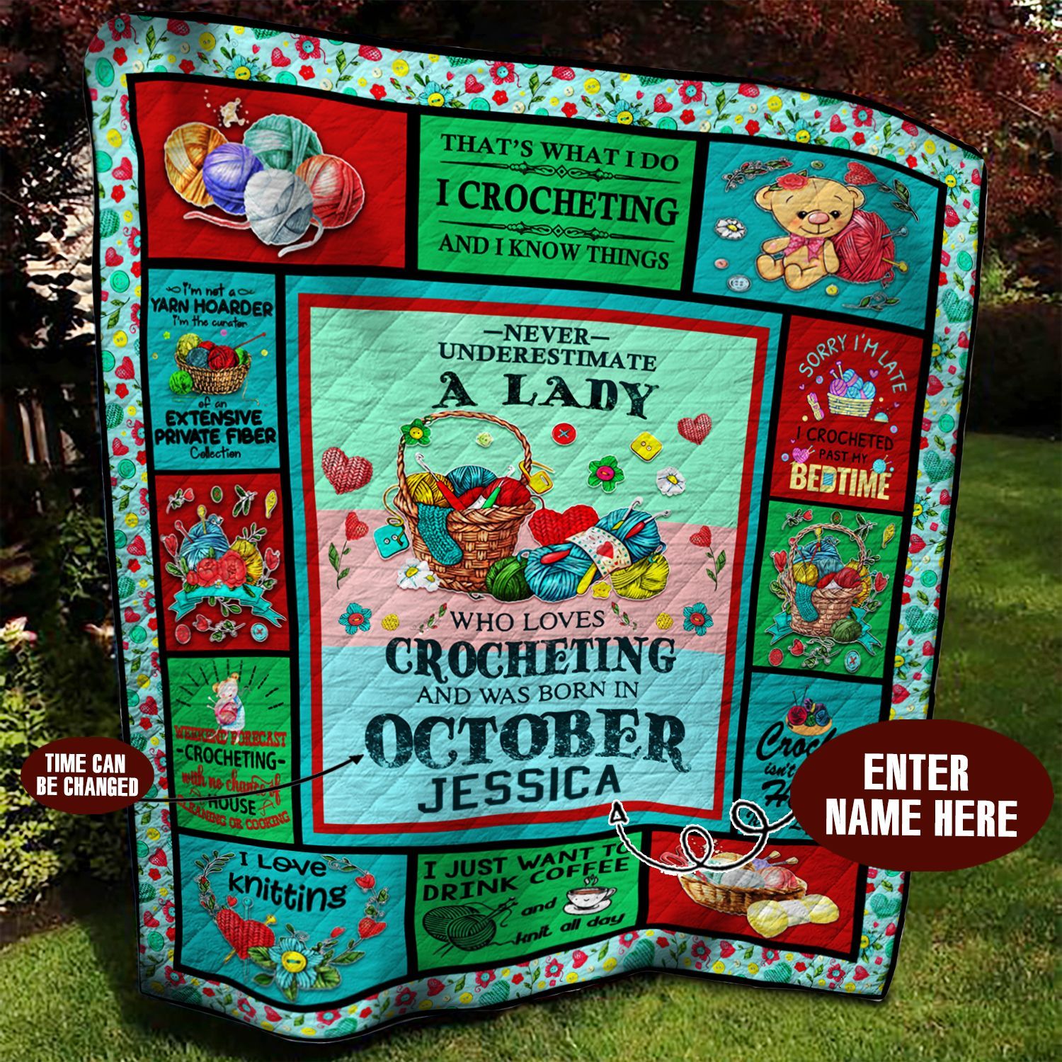 October Crocheting Personalized Quilt Blanket BBB050641MH