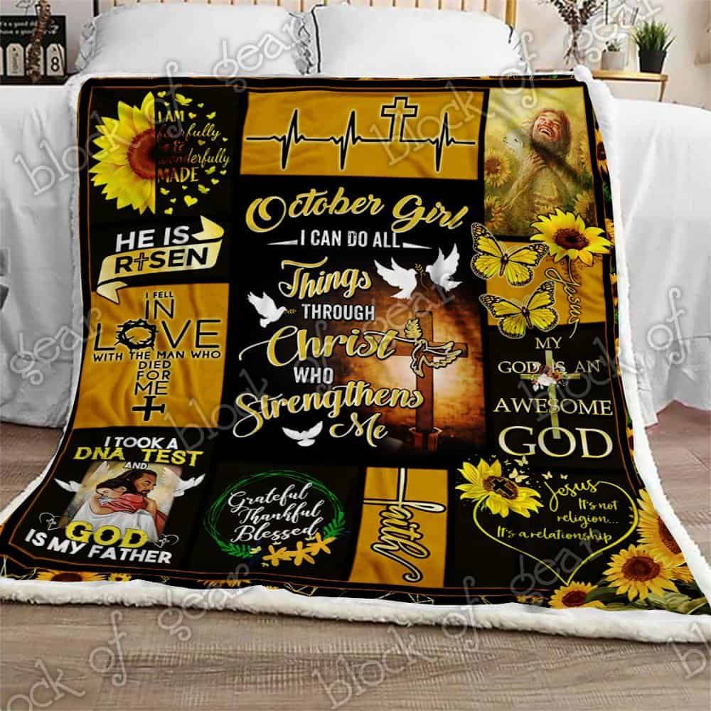 October Girl I Can Do All Things Fleece Blanket