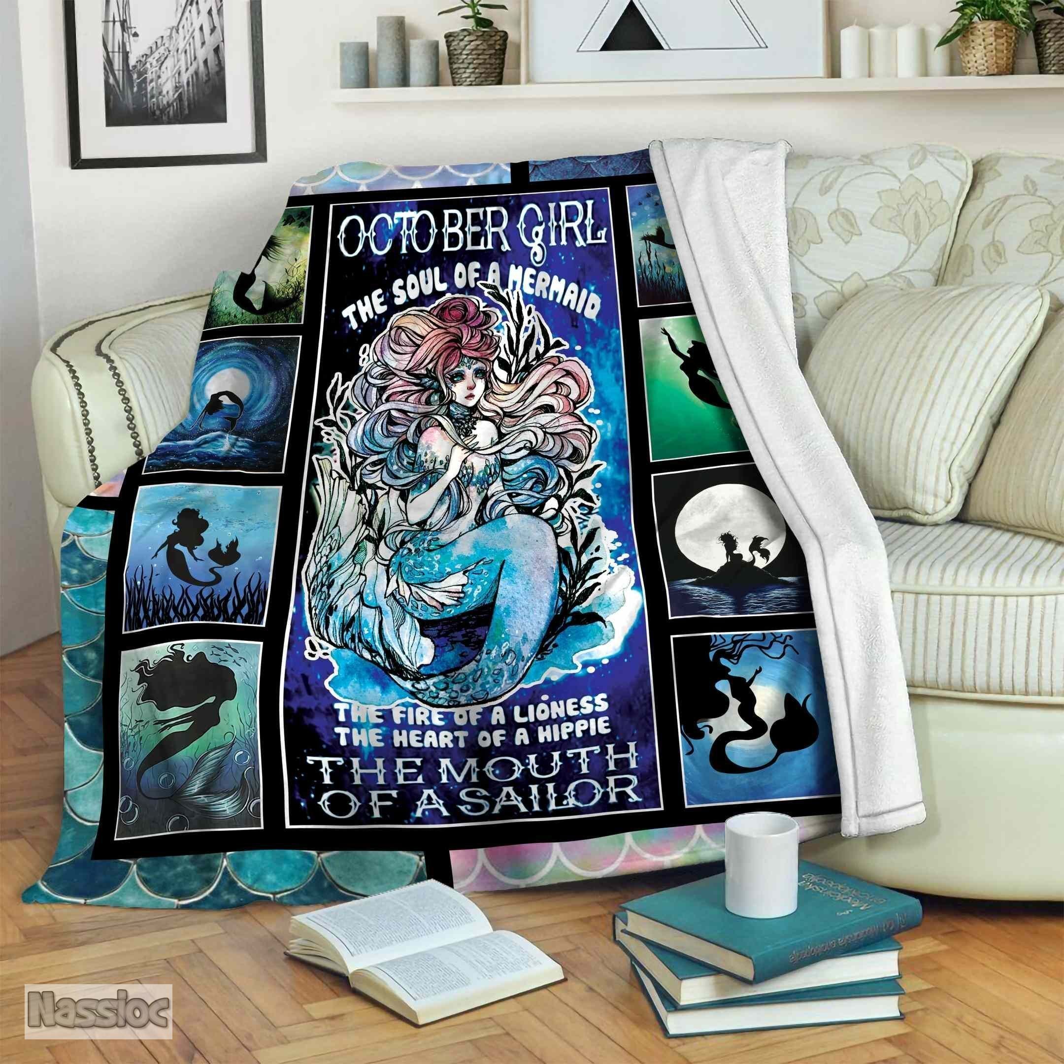 October Girl The Soul Of A Mermaid Fleece Blanket